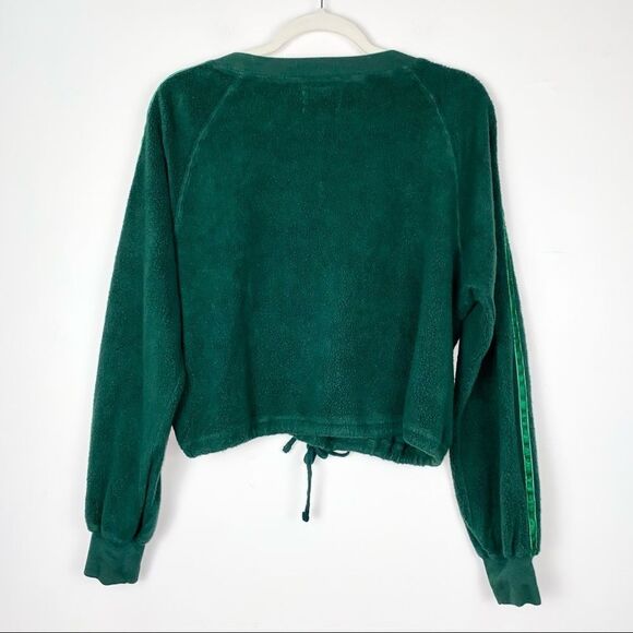 Pam & Gela Cropped Sweatshirt Velvet Stripes Green - Picture 12 of 16